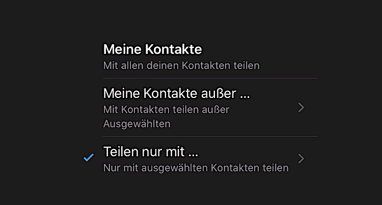 WhatsApp: Status mit nur einer Person Freund Nutzer teilen