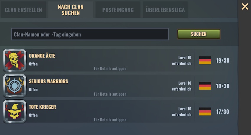 Days After Clan finden oder erstellen