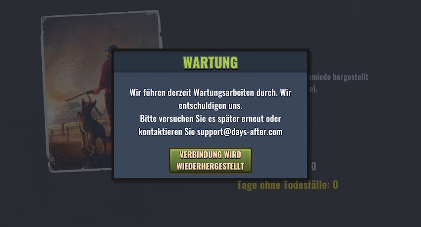 Days After Fehler mit einem Trick umgehen